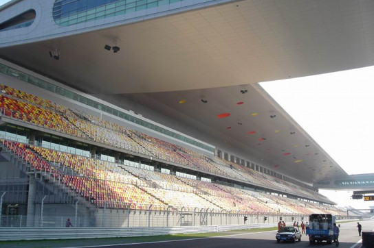 The start/finish straight at Shanghai International Circuit.