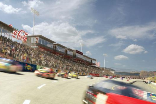 A view of how the track will look when NASCAR returns.  Credit: Speedway Motorsports Inc/North Wilkesboro Speedway.