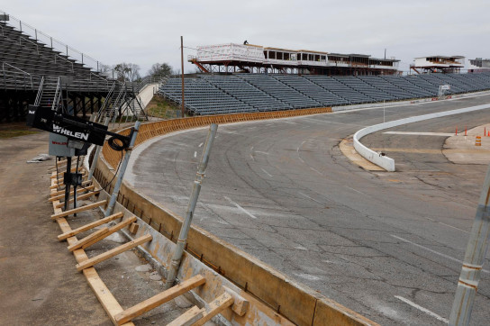 The outer concrete retaining wall under constrcution.
Image credits: Speedway Motorsports Inc./North Wilkesboro Speedway on Facebook