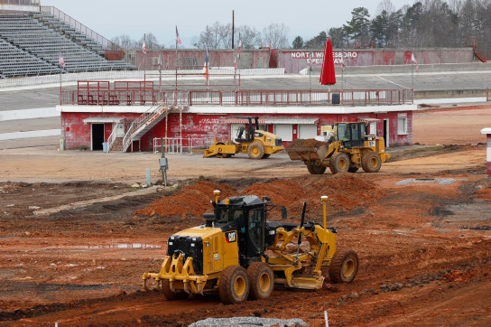 Progress in December 2022 on renovations to North Wilkesboro Speedway.  Work on the infield section.
Image credits: Speedway Motorsports Inc./North Wilkesboro Speedway on Facebook