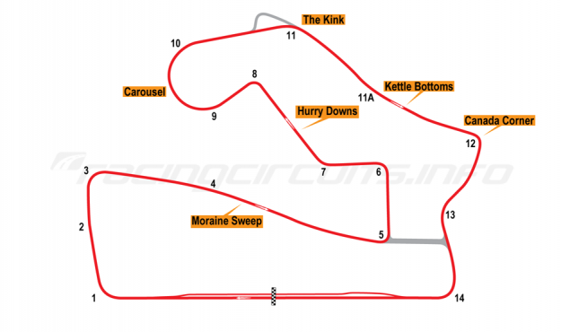 Map of Road America, Grand Prix Course 2003 to date