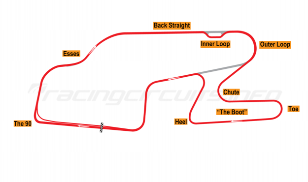 Map of Watkins Glen, Grand Prix Circuit with Inner Loop 1992 to date