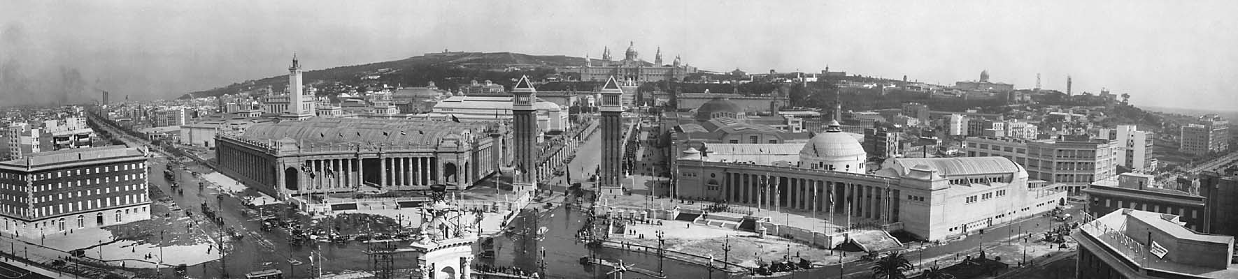 Panoramic view of the Barcelona Exposition, Spain. 1929