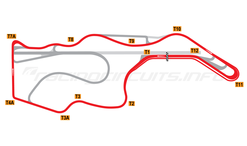 Map of Sonoma Raceway, Nascar Circuit 2012 to date